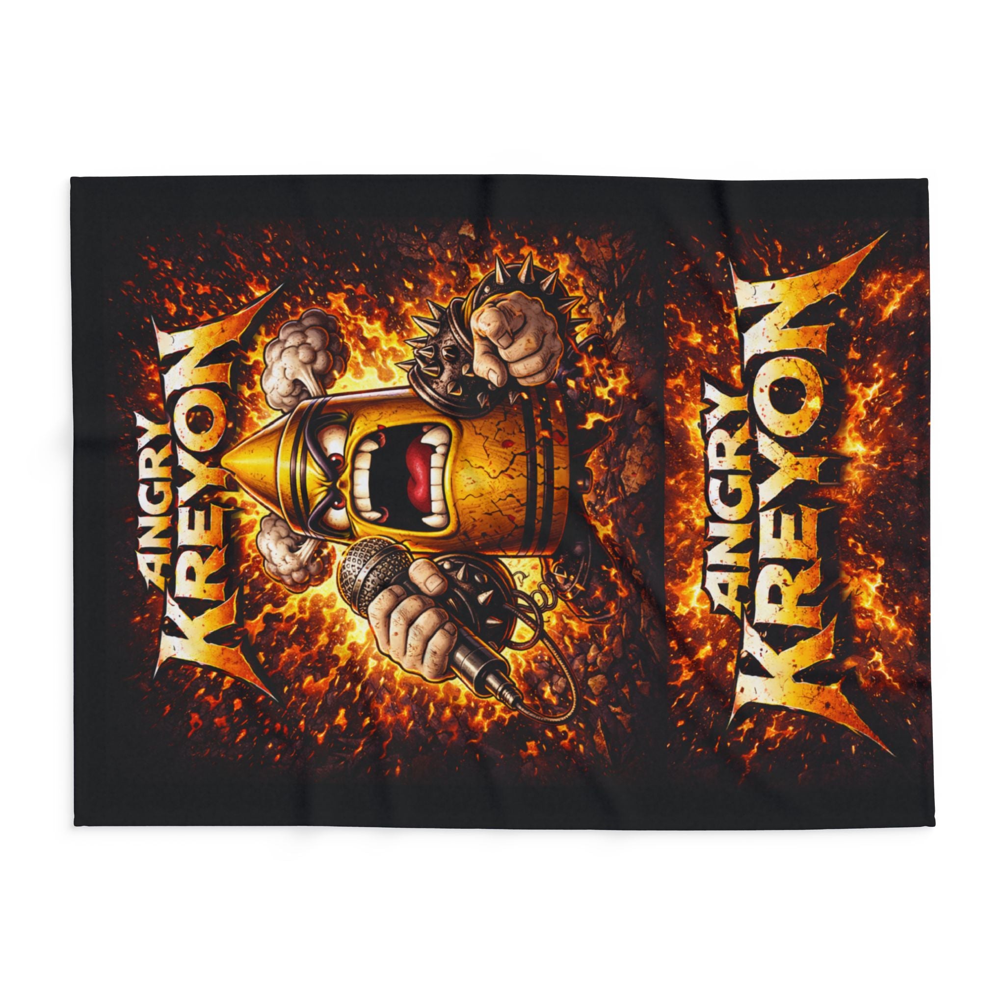 Angry Kreyon Heavy Metal Fleece Blanket — Loud Rock Band Throw
