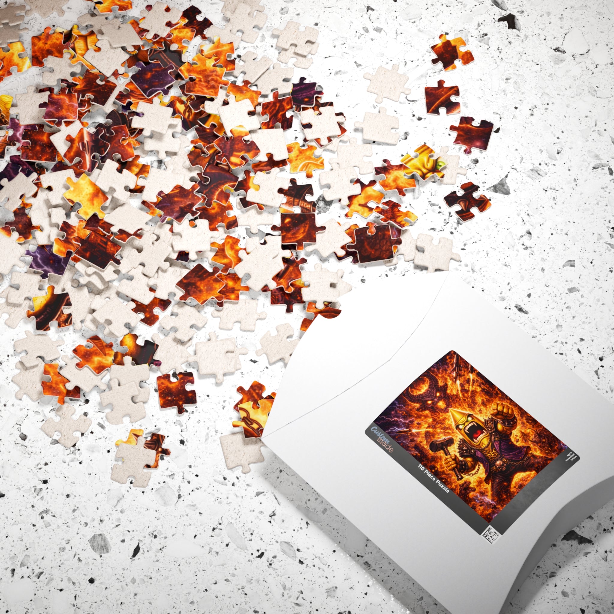 Fiery Viking Warrior Puzzle — Epic Fantasy Jigsaw (110/252/520/1014 pcs)