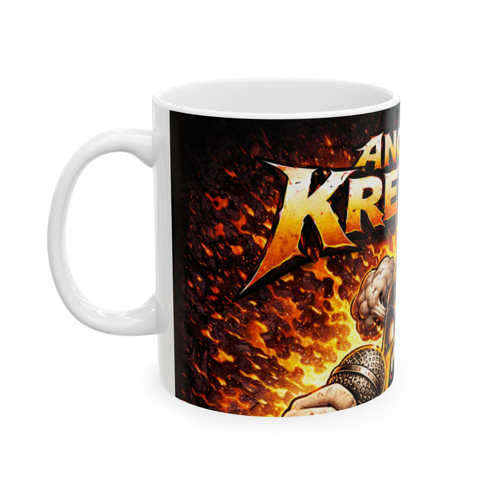 Angry Crayon Ceramic Mug — Fiery Cartoon Character Coffee Cup (11oz & 15oz)