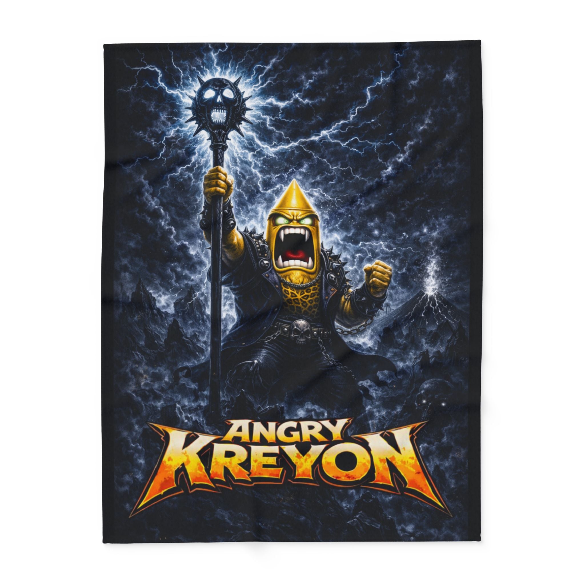 Angry Kreyon Oracle Fleece Blanket — Mythic Storm Graphic Throw