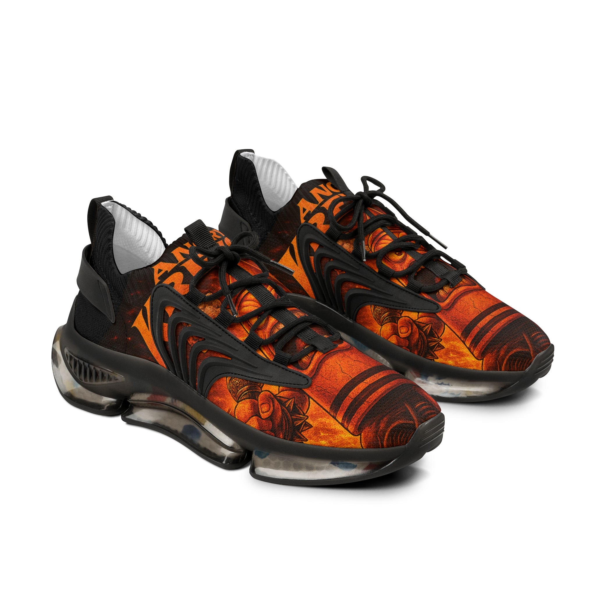 Men's Orange Kreyon Mesh Sneakers — Bold Graphic Athletic Shoes