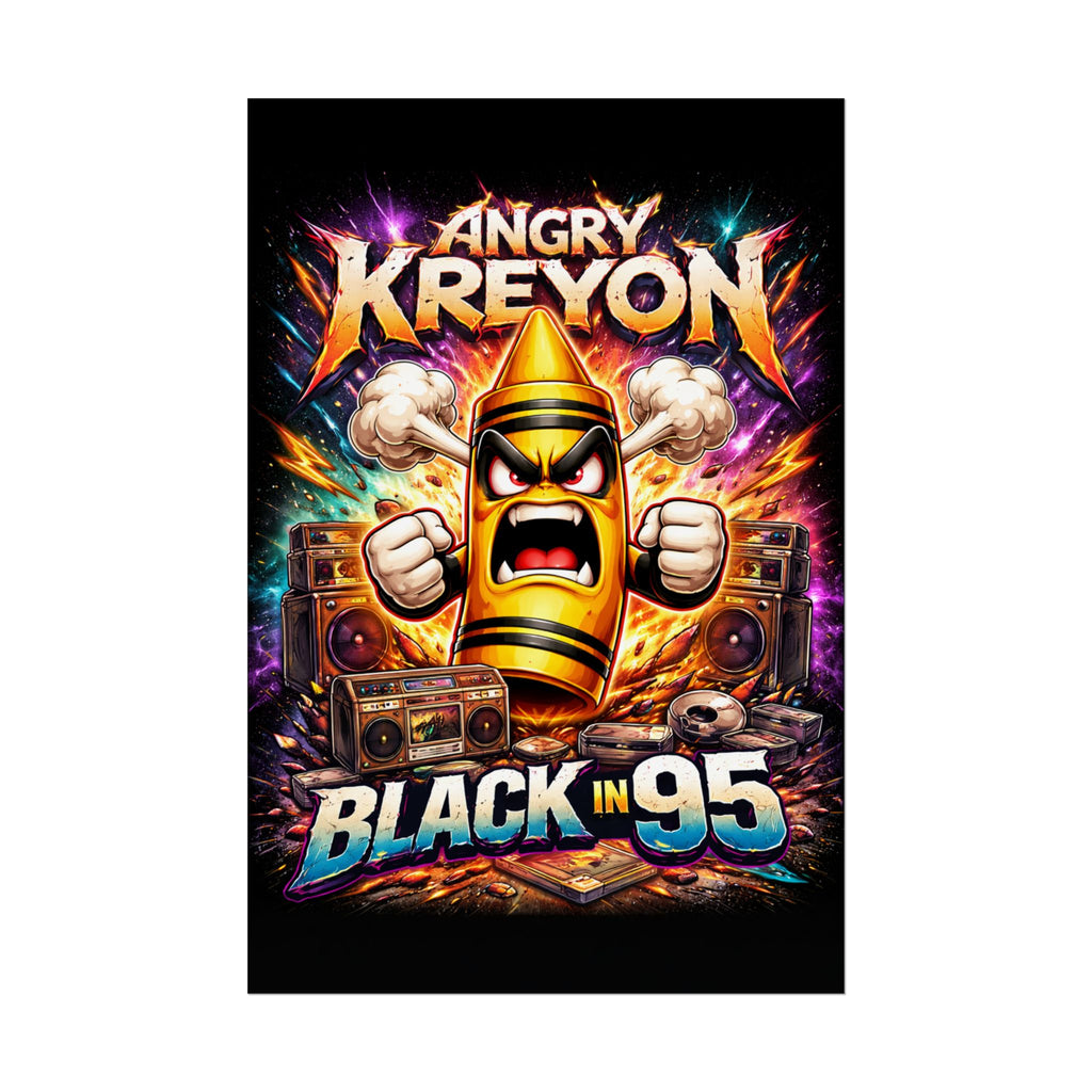 Rolled Poster — Angry Kreyon "Black in 95" Color Retro Gamer Art Print