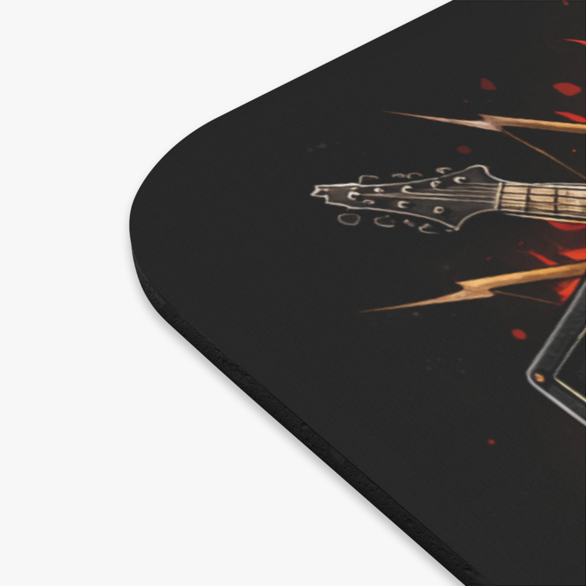 Angry Kreyon cartoon Graphic Mouse Pad — Flame Guitar Skull Gaming Desk Mat