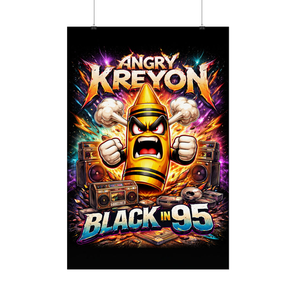 Rolled Poster — Angry Kreyon "Black in 95" Color Retro Gamer Art Print