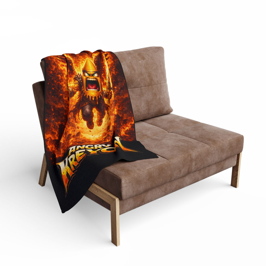 Fleece Blanket — 'Angry Kreyon' Fiery Monster Graphic Throw