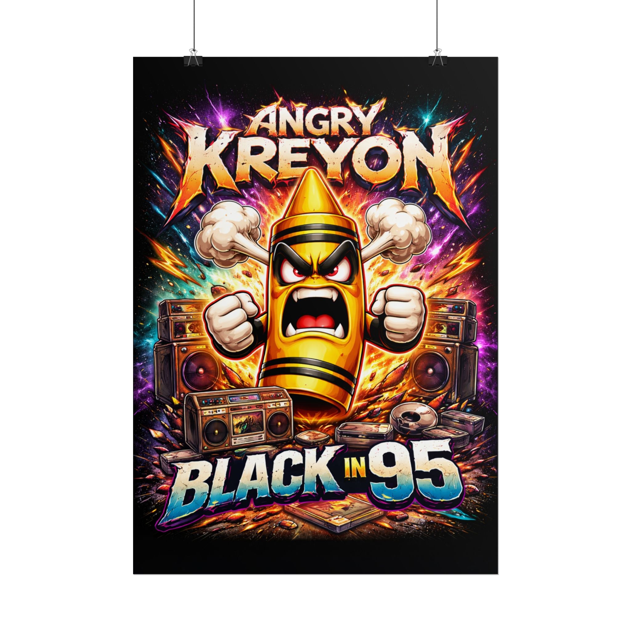 Rolled Poster — Angry Kreyon "Black in 95" Color Retro Gamer Art Print