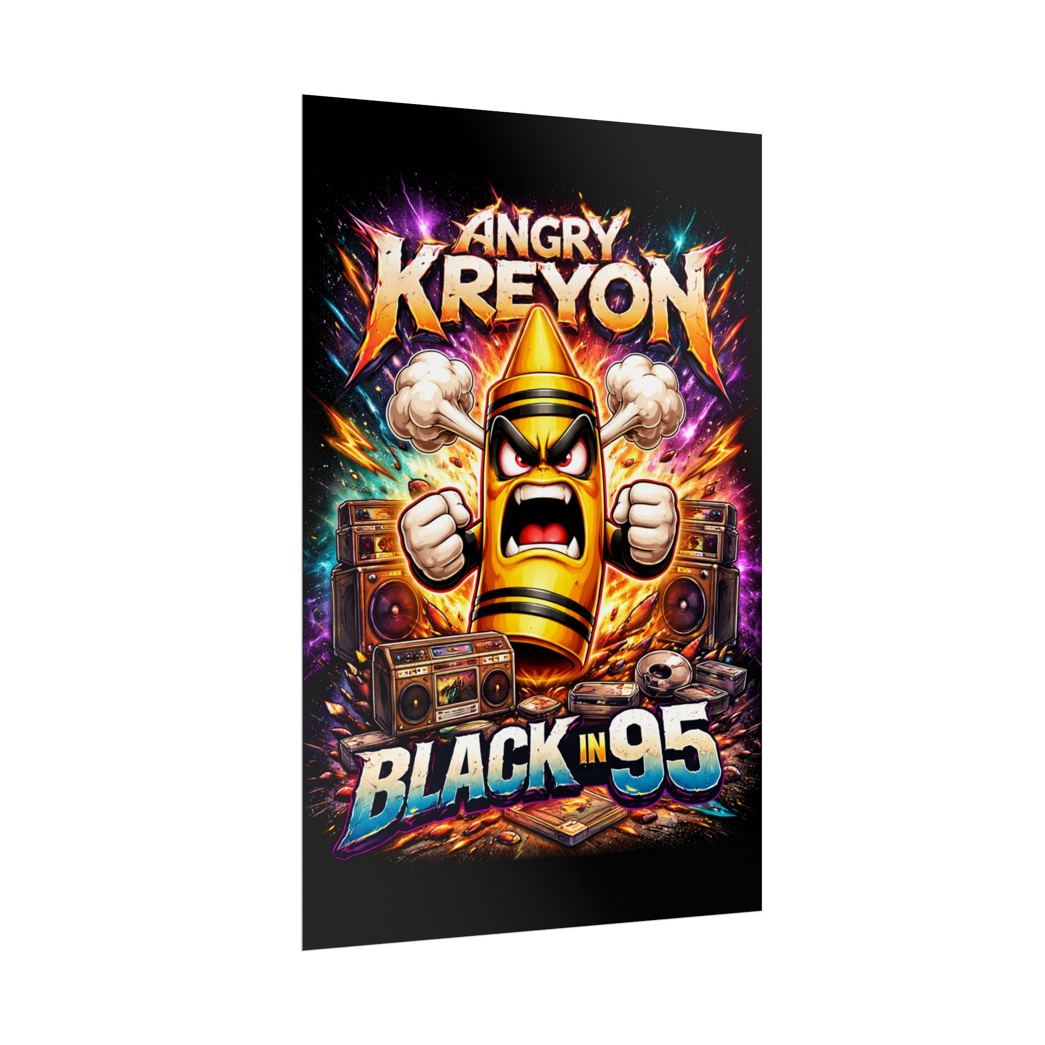 Rolled Poster — Angry Kreyon "Black in 95" Color Retro Gamer Art Print