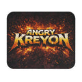 Angry Kreyon Gaming Mouse Pad — Fiery Rock Logo Desk Mat for Gamers