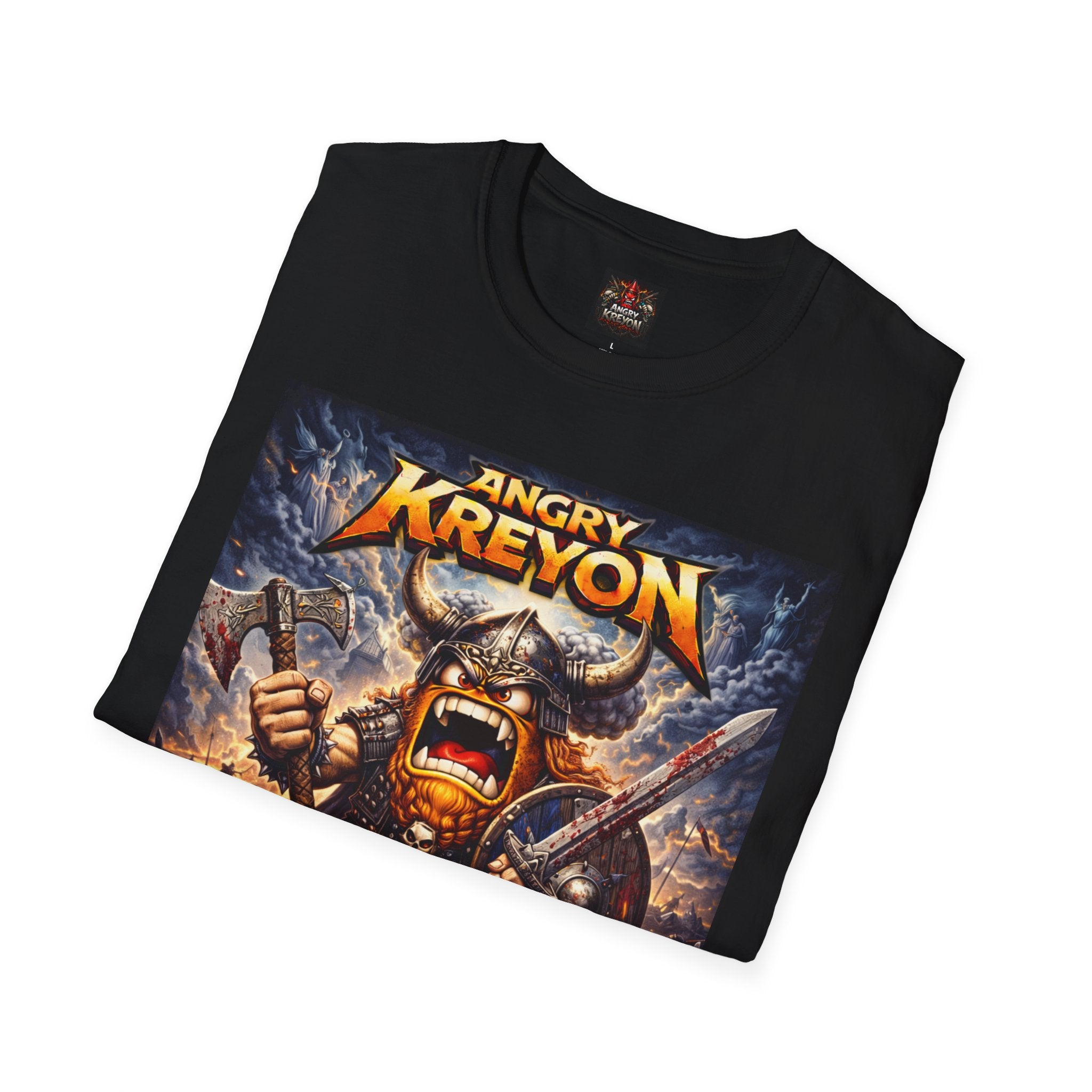 Viking Metal Band T-Shirt — "Angry Kreyon: Valhalla Awaits" Graphic Tee