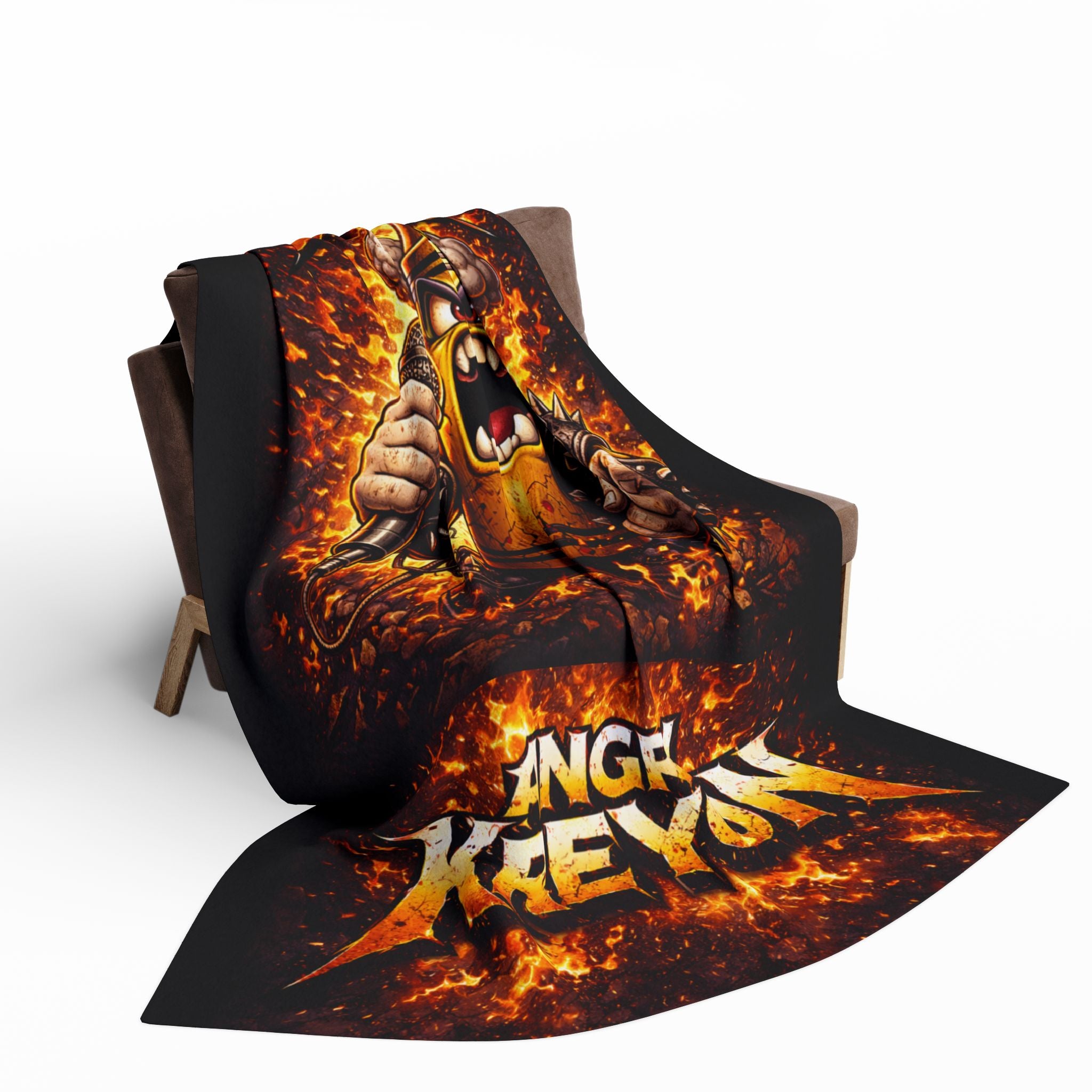 Angry Kreyon Heavy Metal Fleece Blanket — Loud Rock Band Throw