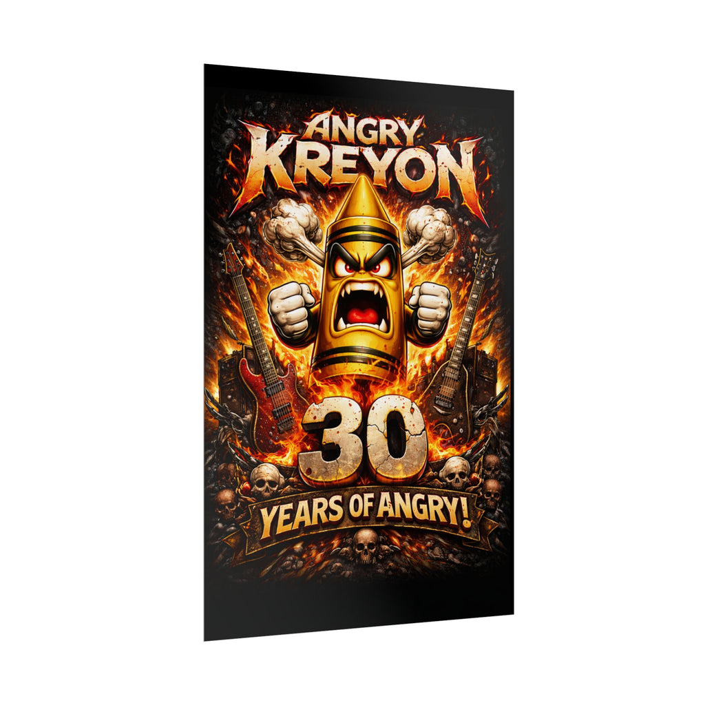 Rolled Poster - "Angry Kreyon: 30 Years of Angry" Rock Band Anniversary Art