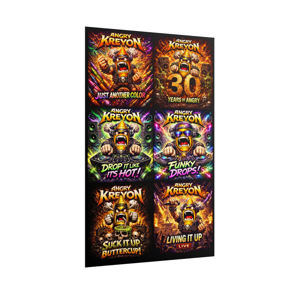Rolled Posters — Angry Kreyon Album Art set 2 Poster Set (30 Years, Funky Drops, Drop It Like It’s Hot)