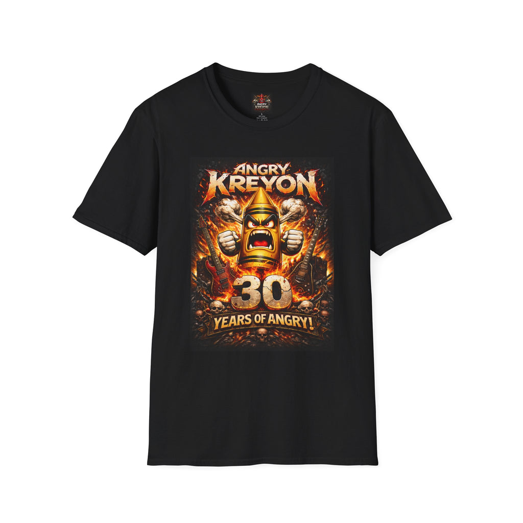 Angry Kreyon 30 Years (Metal) Graphic T-Shirt — Retro Metal Band Tee