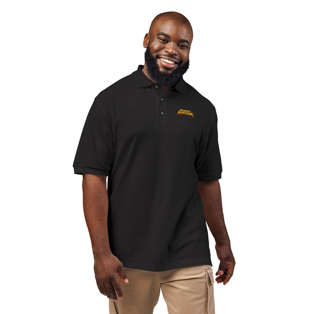 Embroidered 'Angry Kreyon' Black Polo Shirt — Classic Casual Work & Teamwear