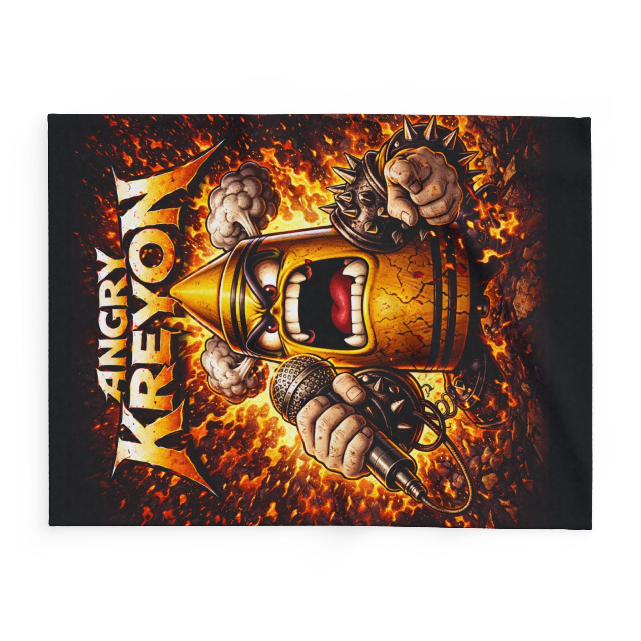 Angry Kreyon Heavy Metal Fleece Blanket — Loud Rock Band Throw