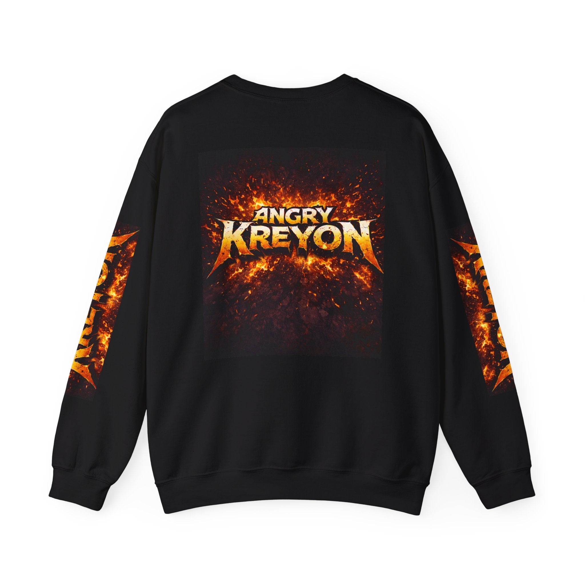 Angry Kreyon character sweatshirt | fiery logo crewneck