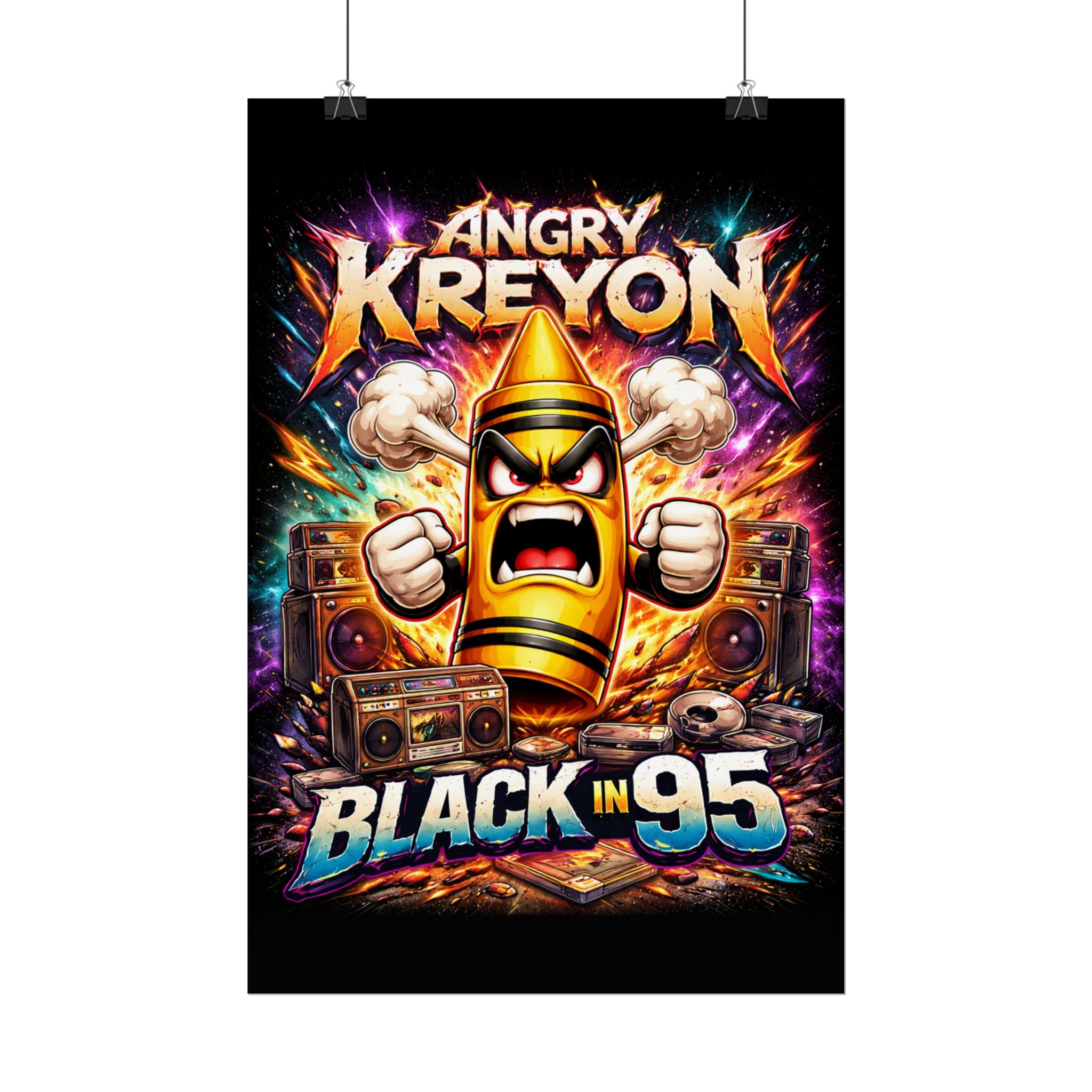 Rolled Poster — Angry Kreyon "Black in 95" Color Retro Gamer Art Print