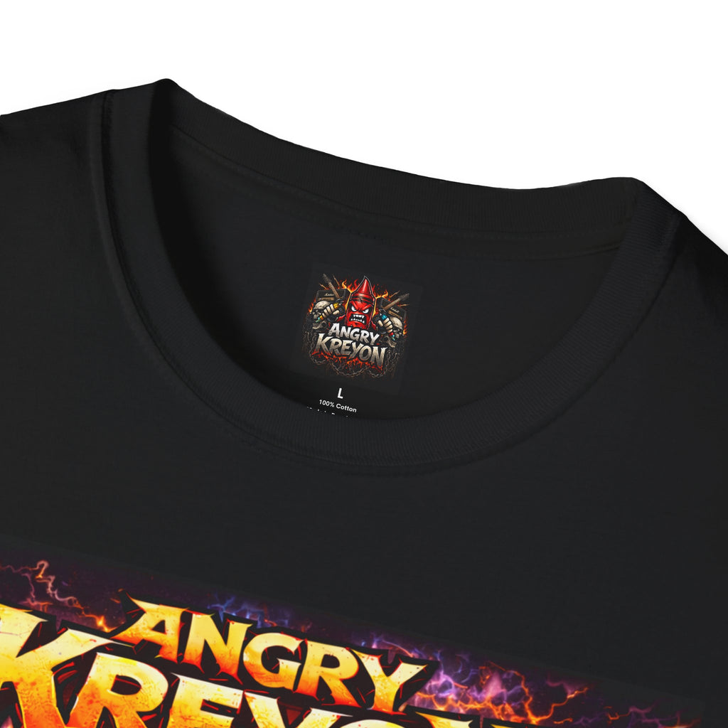 Angry Kreyon Heavy Metal Band T‑Shirt — Flaming Guitar Monster Graphic Tee