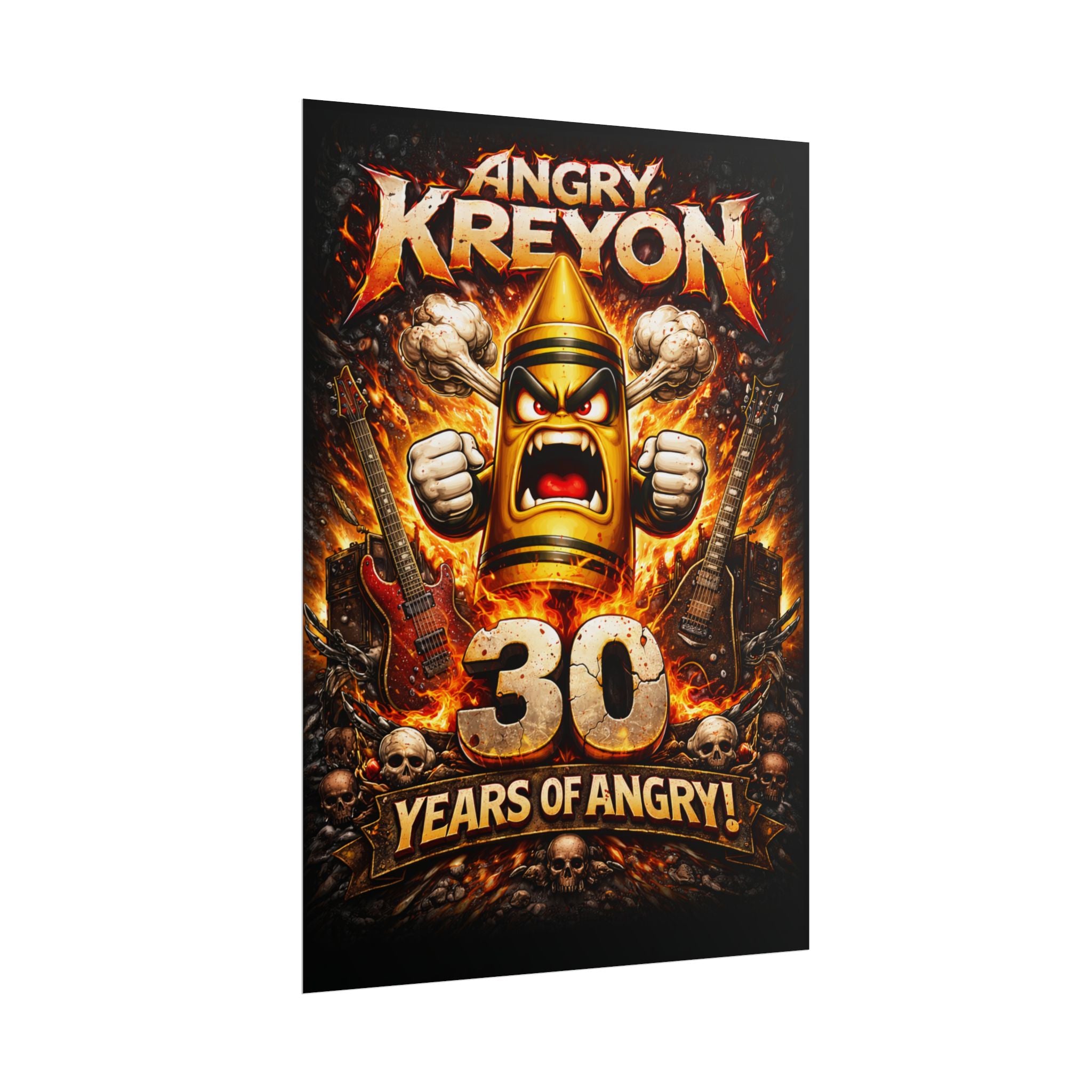Rolled Poster - "Angry Kreyon: 30 Years of Angry" Rock Band Anniversary Art
